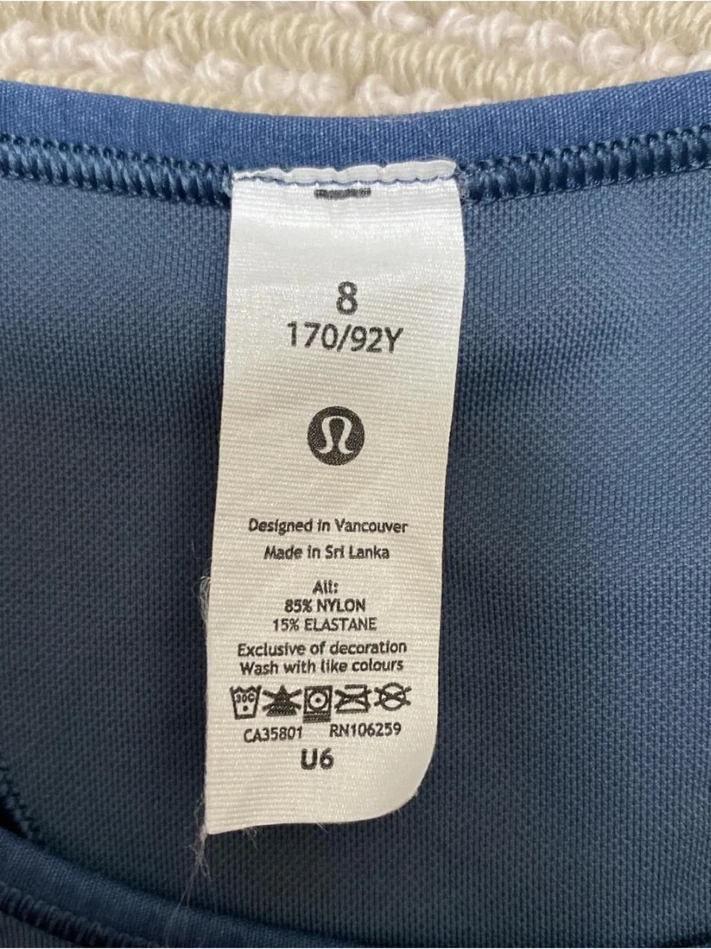 Lululemon Blue “Ebb to Train” Razorback Sports Bra